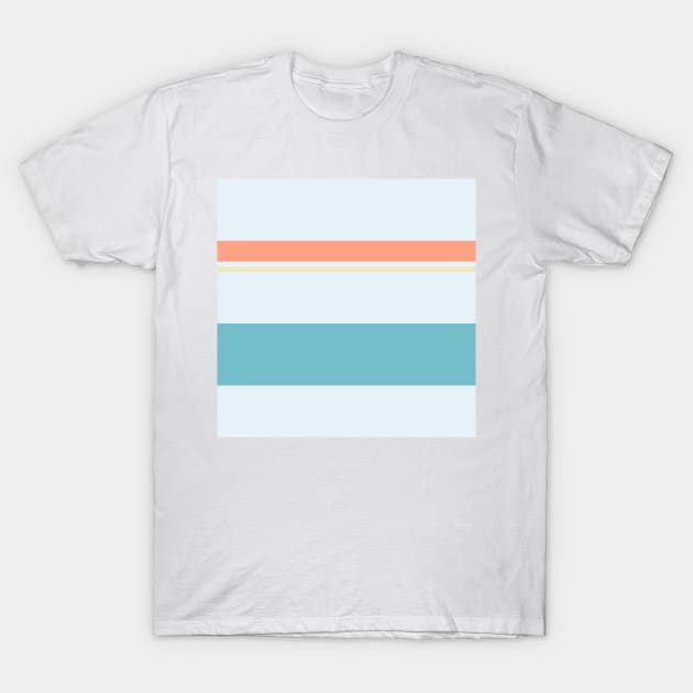 A matchless federation of Bright Gray, Dark Sky Blue, Peachy Pink and Light Tan stripes. T-Shirt by Sociable Stripes